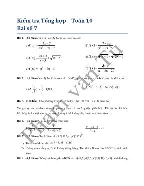 Kiểm tra Tổng hợp  Toán 10 Bài số 7